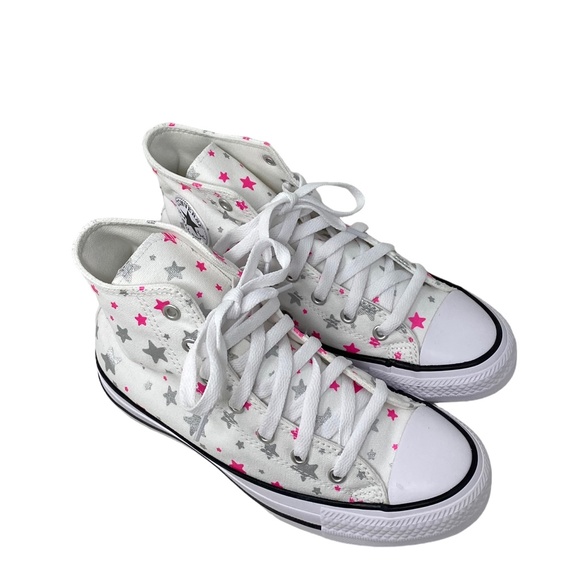 Converse Chuck Taylor Hi Sneakers White Pink Kid Women Size Canvas Shoes A05393F - Picture 3 of 10